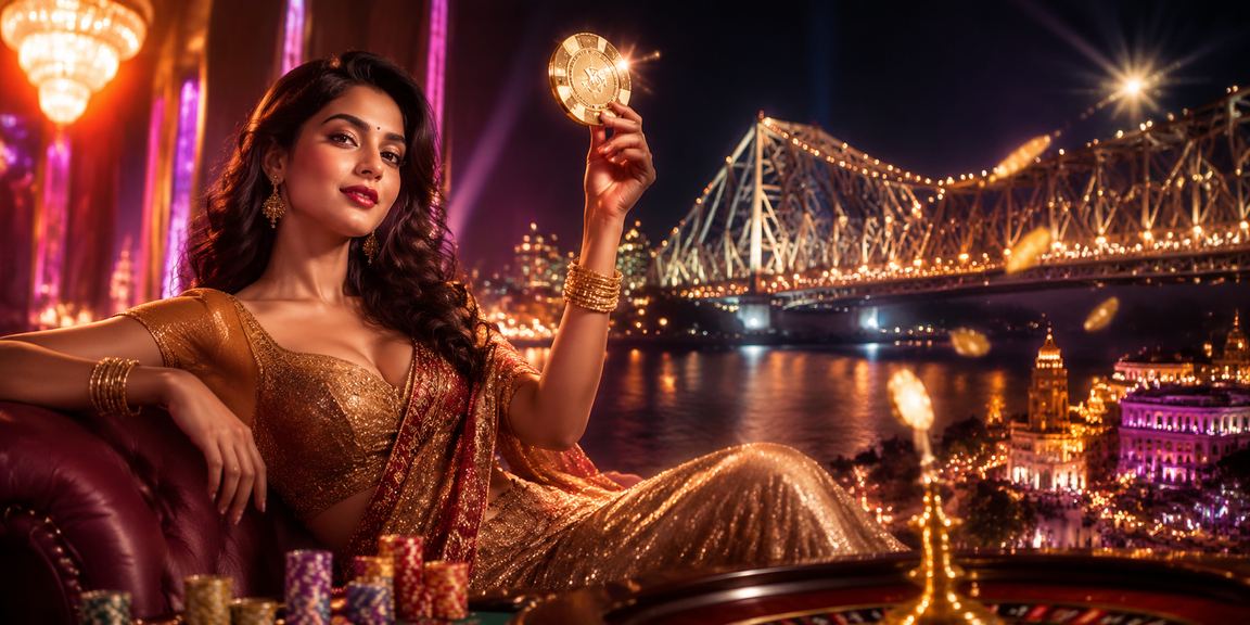 Howrah Bridge at sunset with betting themes