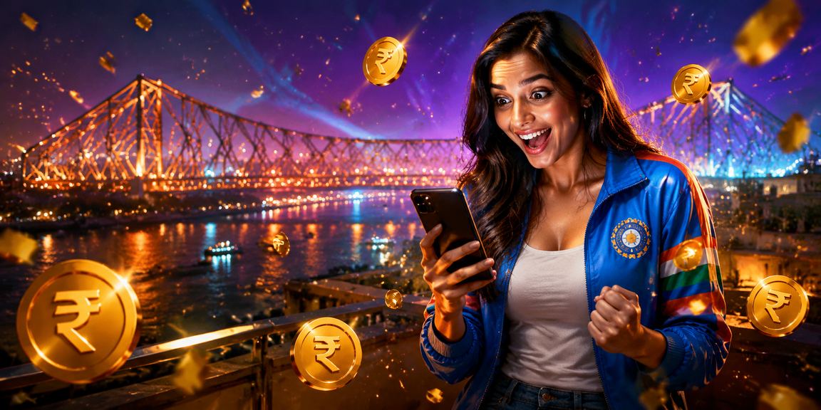 Kolkata Howrah Bridge with cricket betting and Indian Rupee notes
